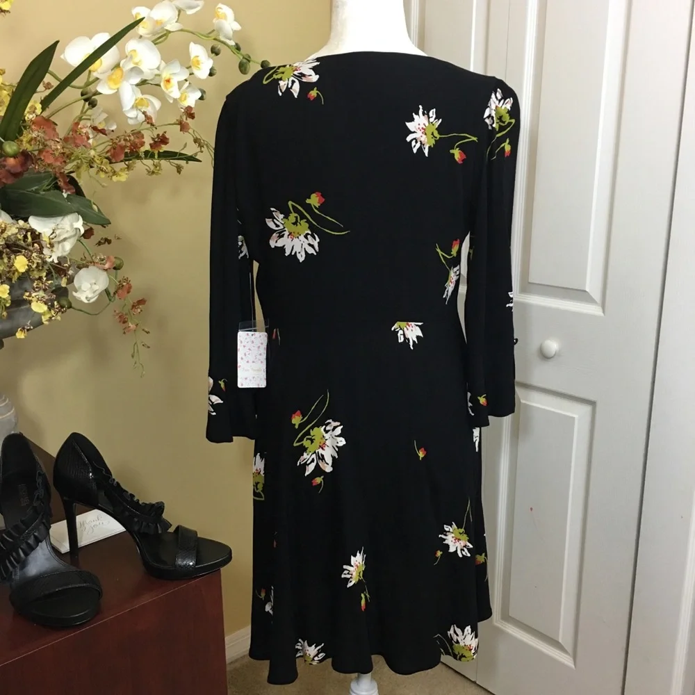 FREE‎ PEOPLE TIME ON MY SIDE FLORAL WRAP DRESS BLACK XS ROMANTIC WHIMSIGOTH BOHO